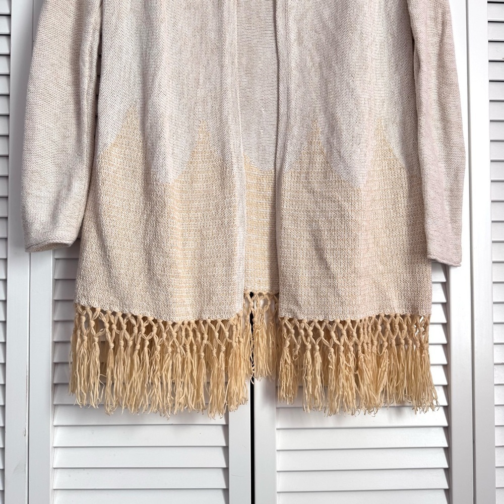 Lilly Pulitzer Tatum Long Fringe Hem Open Cardigan Sweater Gold Metallic Size XS - Picture 6 of 13